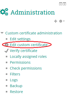 menu custom certificate